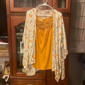 Gold tank top and floral cover